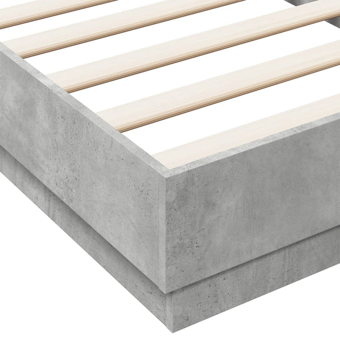 Bed Frame without Mattress with LED Lights Concrete Grey 75x190 cm Small Single