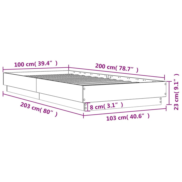 Cadru Pat fără Saltea Neagră 100x200 cm Lemn de Inginerie