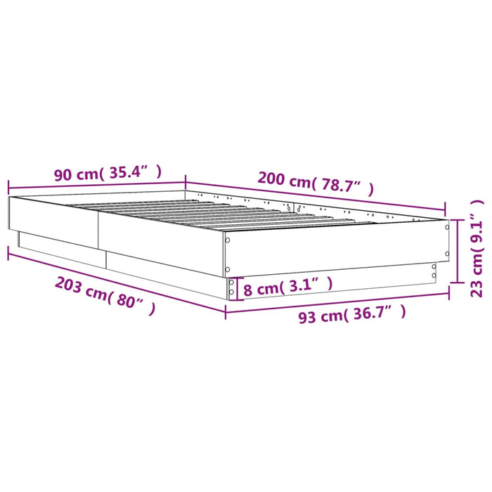 Cadru Pat Fara Saltea Stejar Maro 90x200 cm Lemn de Inginerie