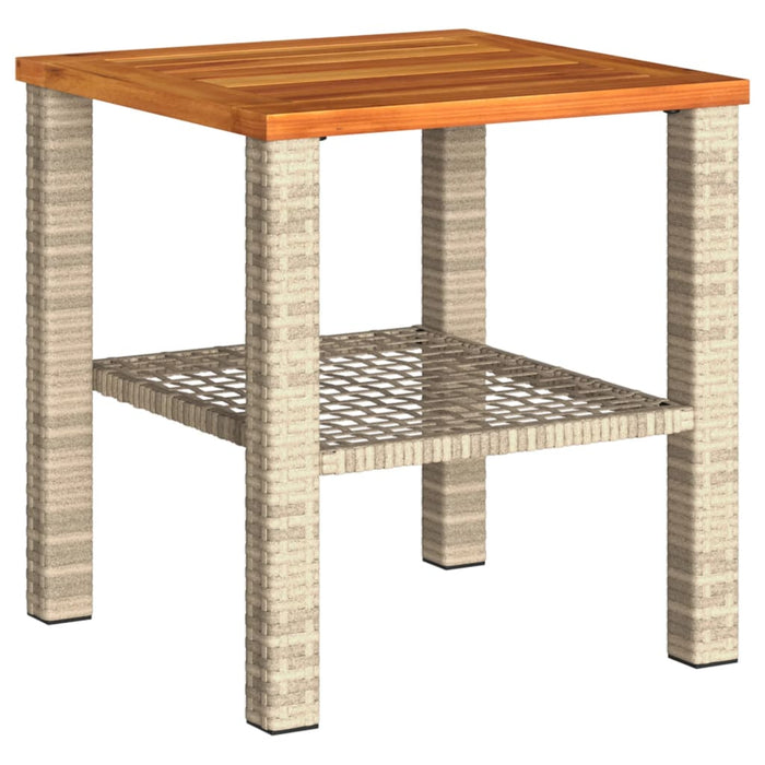 Garden Table Beige 40x40x42 cm Poly Rattan Acacia Wood