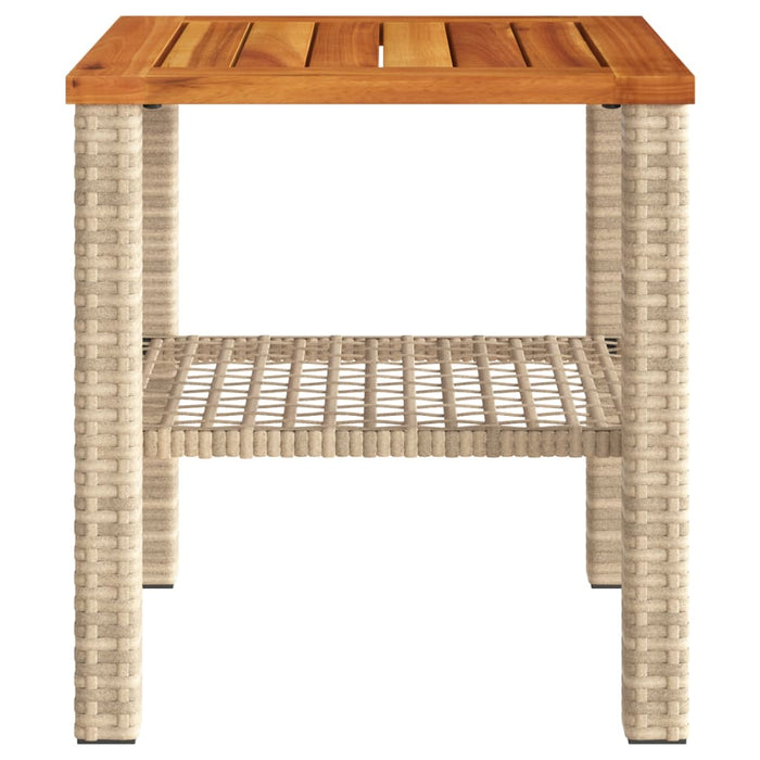 Garden Table Beige 40x40x42 cm Poly Rattan Acacia Wood