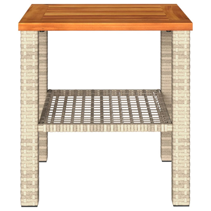 Garden Table Beige 40x40x42 cm Poly Rattan Acacia Wood