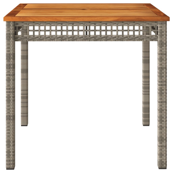 Garden Table Grey 80x80x74 cm Poly Rattan Acacia Wood