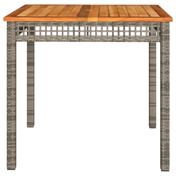 Garden Table Grey 80x80x74 cm Poly Rattan Acacia Wood