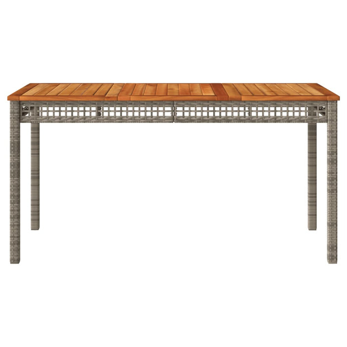 Garden Table Grey 140x80x75 cm Poly Rattan Acacia Wood