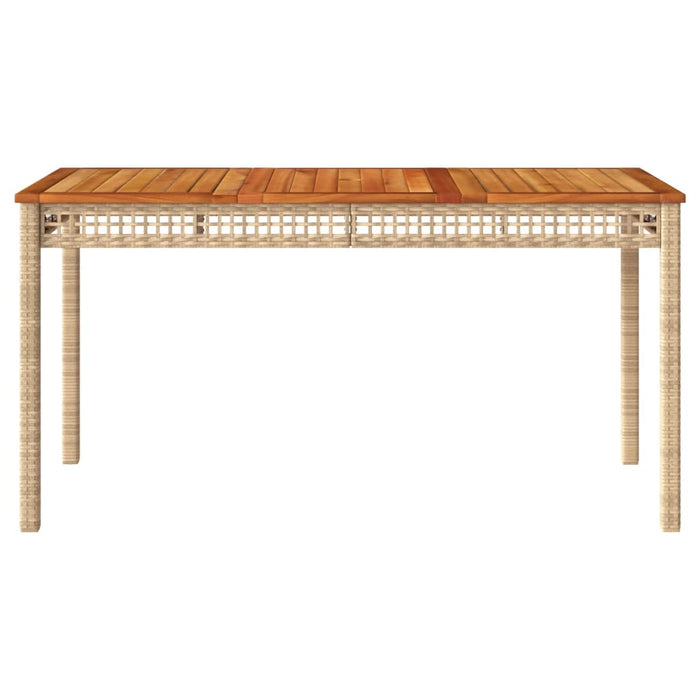 Garden Table Beige 140x80x75 cm Poly Rattan Acacia Wood