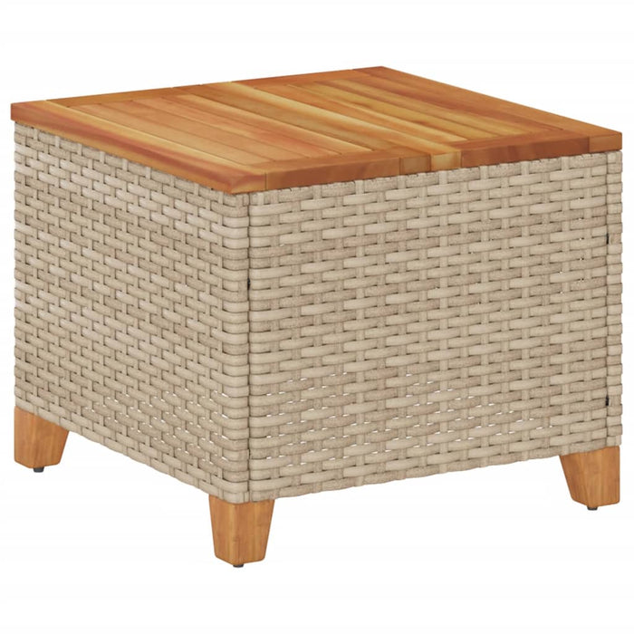 Garden Table Beige 45x45x37 cm Poly Rattan Acacia Wood