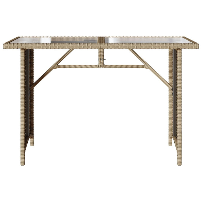 Garden Table with Glass Top Beige 110x68x70 cm Poly Rattan