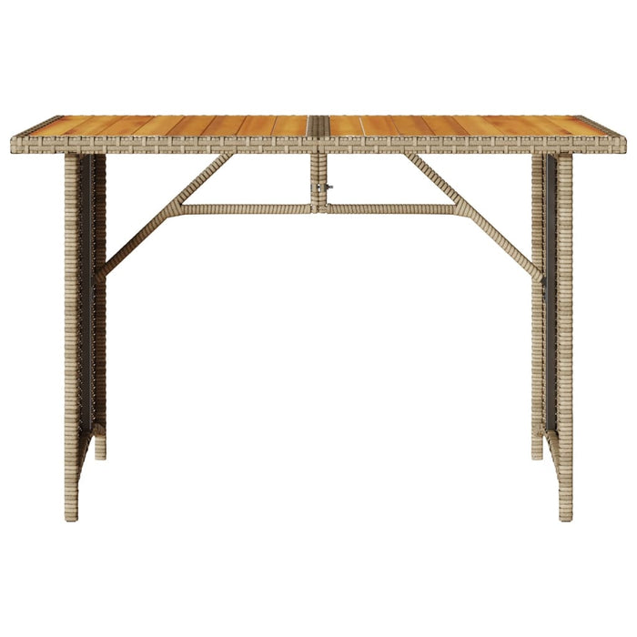 Garden Table with Wooden Top Beige 110x68x70 cm Poly Rattan