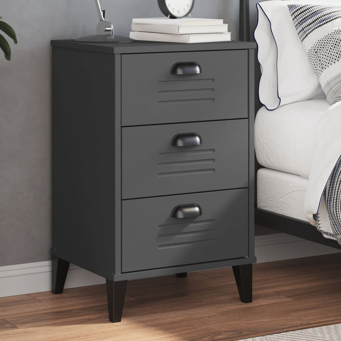 Bedside Cabinet VIKEN Anthracite Grey Engineered Wood