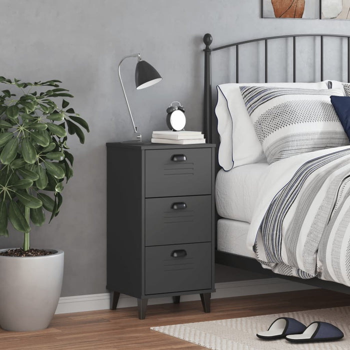 Bedside Cabinet VIKEN Anthracite Grey Engineered Wood