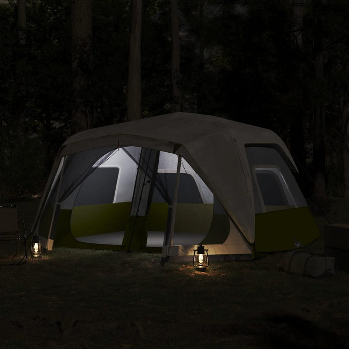 Family Tent with LED 10-Person Light Green Quick Release