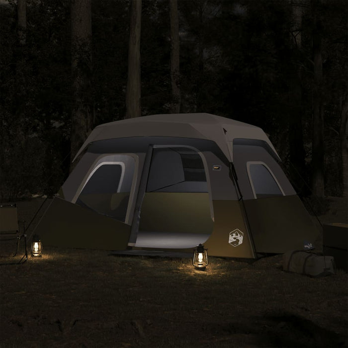 Family Tent with LED 6-Person Light Green Quick Release