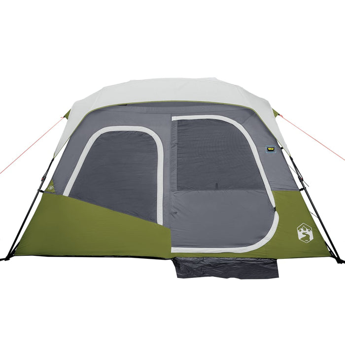 Family Tent with LED 6-Person Light Green Quick Release