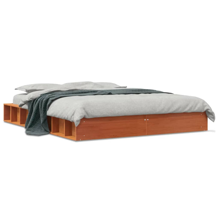 Bed Frame without Mattress Wax Brown 120x190 cm Small Double Solid Wood Pine