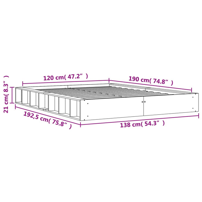 Bed Frame without Mattress Wax Brown 120x190 cm Small Double Solid Wood Pine