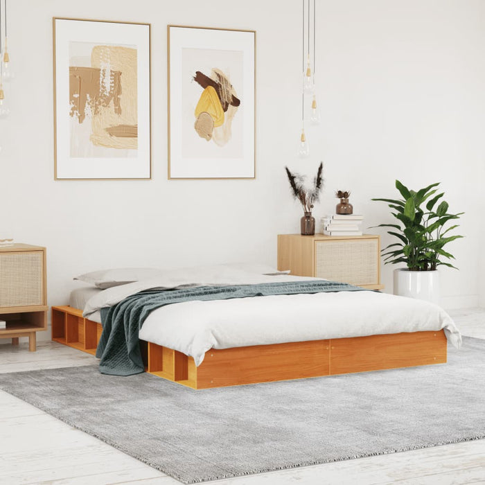 Bed Frame without Mattress Wax Brown 120x190 cm Small Double Solid Wood Pine