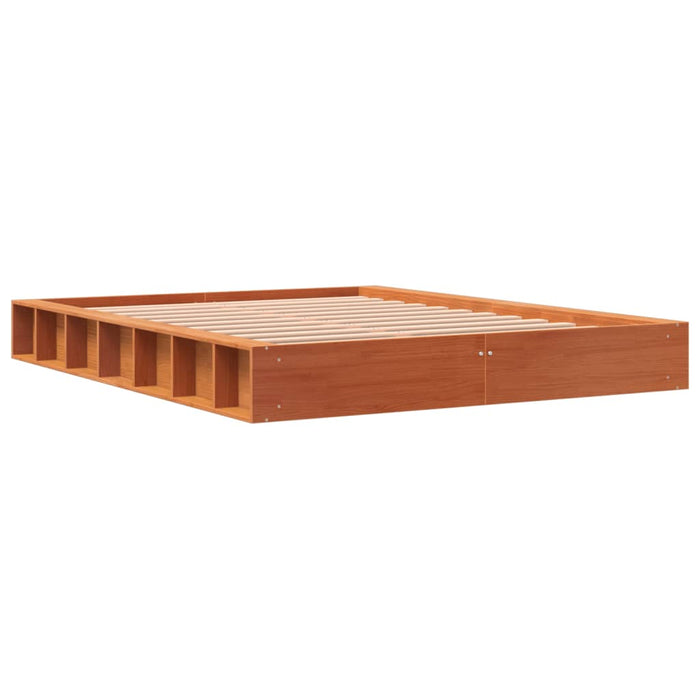 Bed Frame without Mattress Wax Brown 140x190 cm Solid Wood Pine