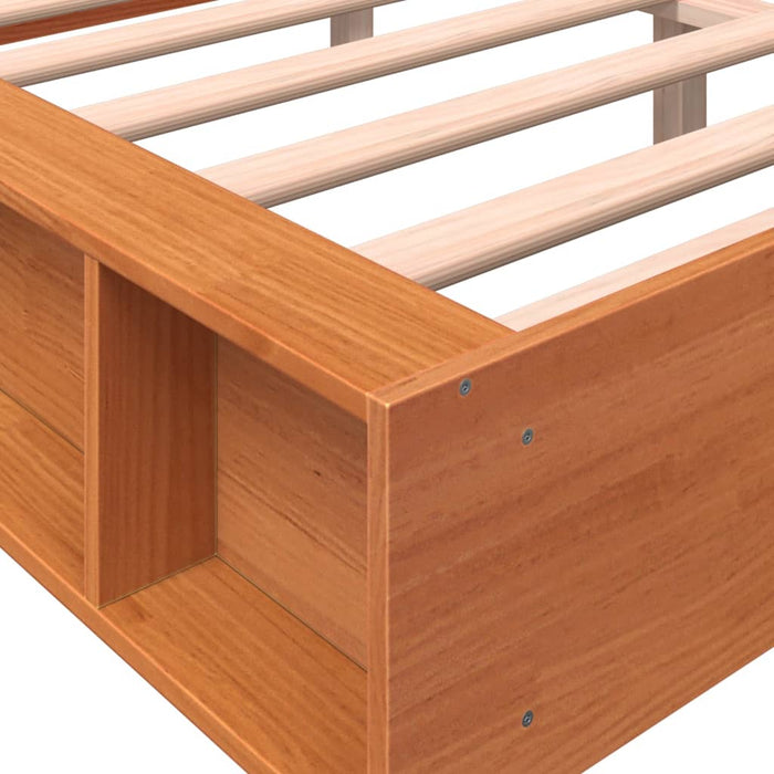 Bed Frame without Mattress Wax Brown 140x190 cm Solid Wood Pine