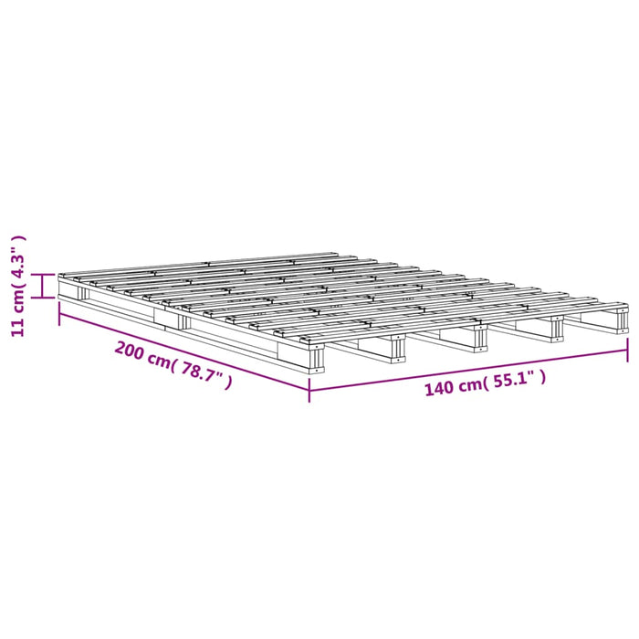 Pallet Bed without Mattress Wax Brown 140x200 cm Solid Wood Pine