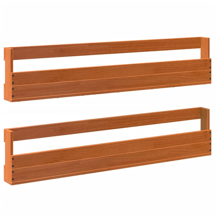 Wall-mounted Shoe Racks 2 pcs Wax Brown 110x8.5x23.5 cm Solid Wood Pine