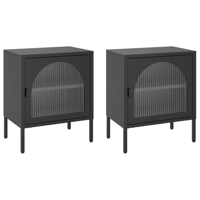 Nightstands 2 pcs Black 50x35x60 cm Glass and Steel