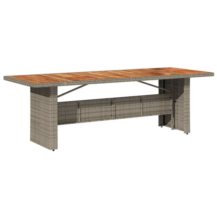 Garden Table with Acacia Wood Top Grey 240x90x75 cm Poly Rattan