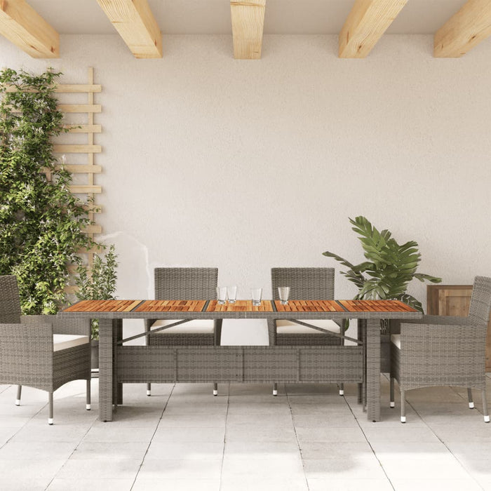 Garden Table with Acacia Wood Top Grey 240x90x75 cm Poly Rattan