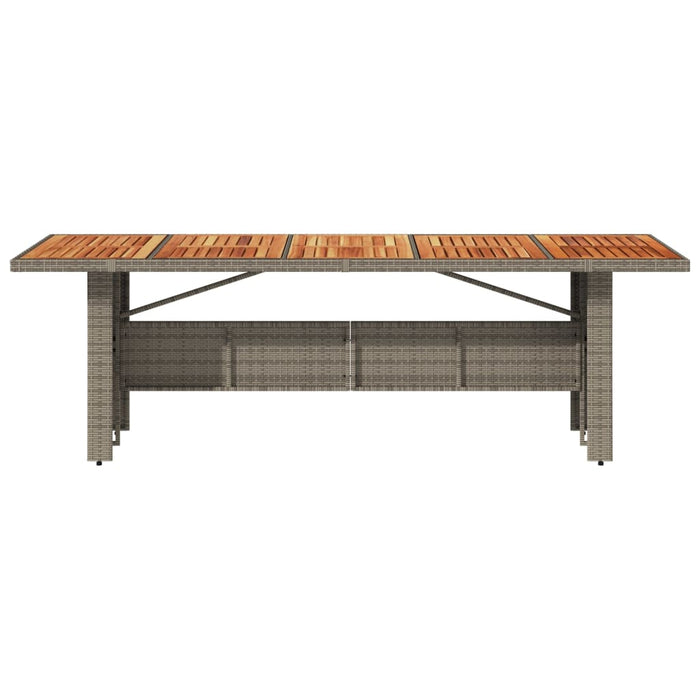 Garden Table with Acacia Wood Top Grey 240x90x75 cm Poly Rattan