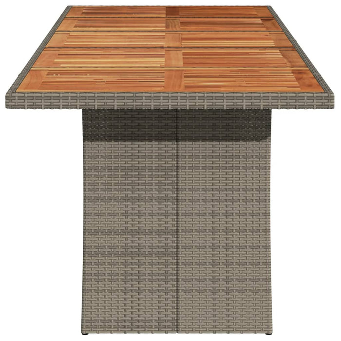 Garden Table with Acacia Wood Top Grey 240x90x75 cm Poly Rattan