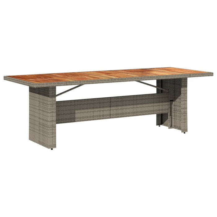 Garden Table with Acacia Wood Top Grey 240x90x75 cm Poly Rattan