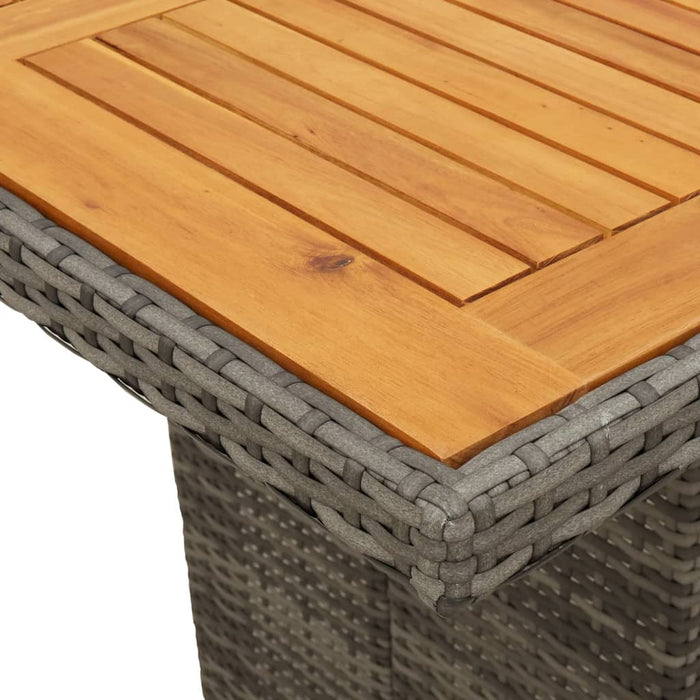 Garden Table with Acacia Wood Top Grey 240x90x75 cm Poly Rattan