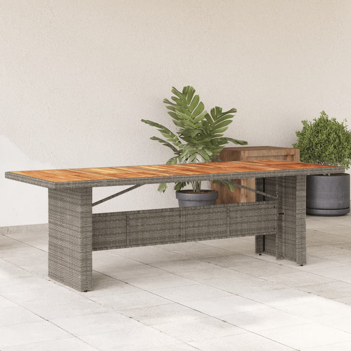 Garden Table with Acacia Wood Top Grey 240x90x75 cm Poly Rattan