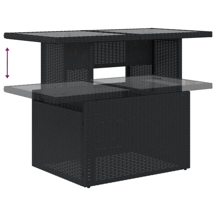 Garden Table with Glass Top Black 100x55x73 cm Poly Rattan