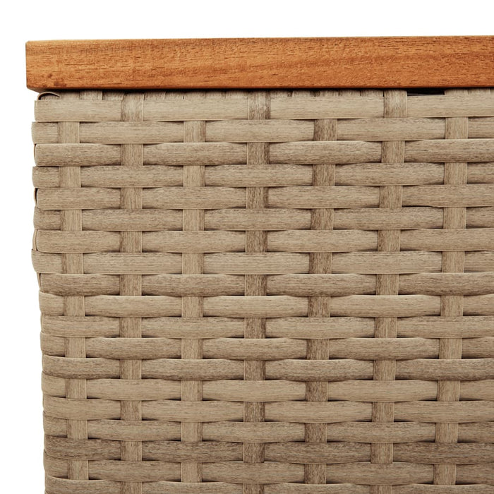 Garden Table Beige 55x55x37 cm Poly Rattan and Acacia Wood