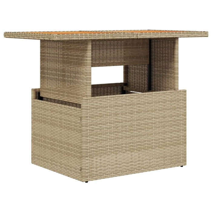 Garden Table Beige 100x55x73 cm Poly Rattan and Acacia Wood