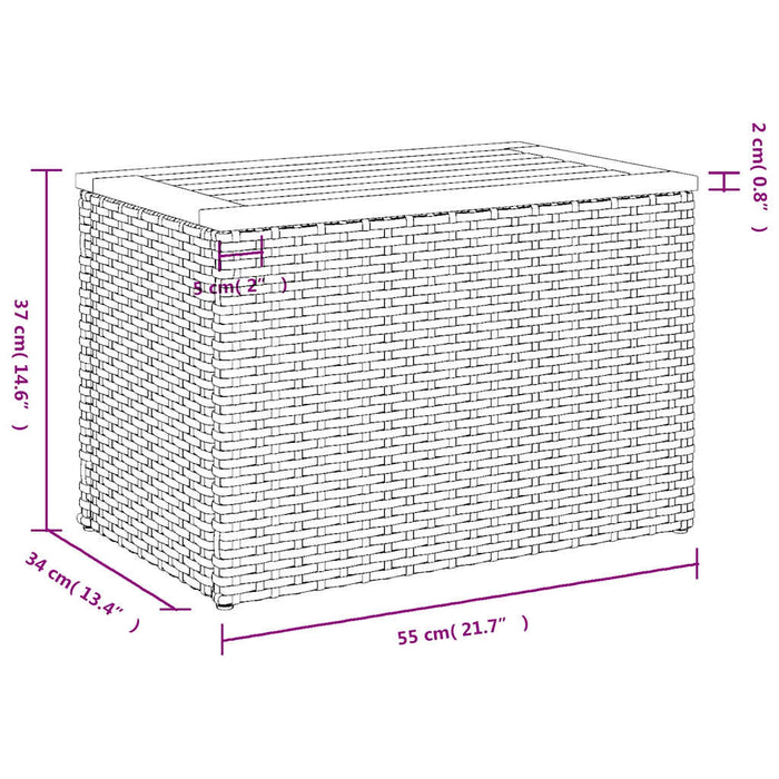 Garden Side Tables 2pcs Grey 55x34x37cm Poly Rattan Solid Wood