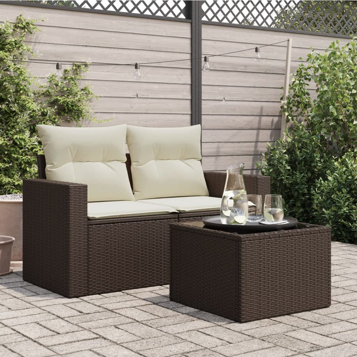 Garden Table with Glass Top Brown 55x55x37 cm Poly Rattan