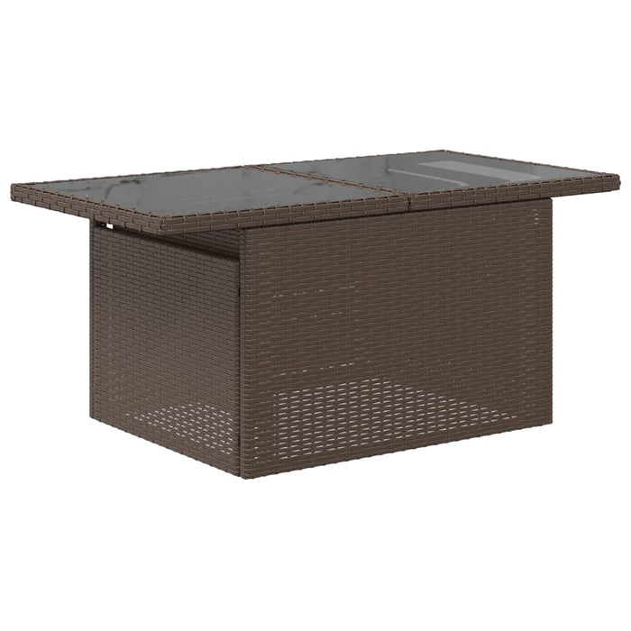 Garden Table with Glass Top Brown 100x55x73 cm Poly Rattan