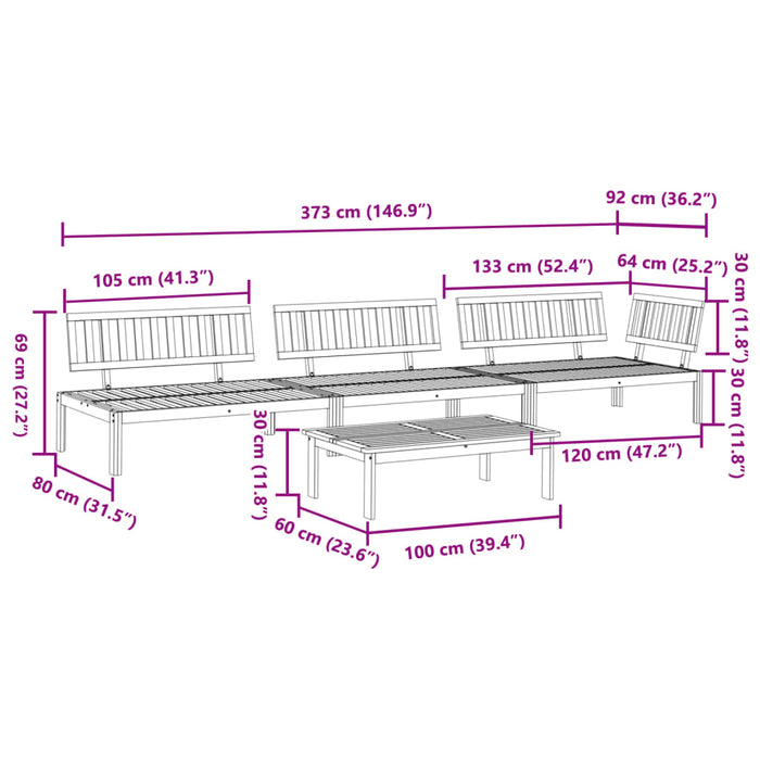 4 Piece Garden Pallet Sofa Set Solid Wood Acacia