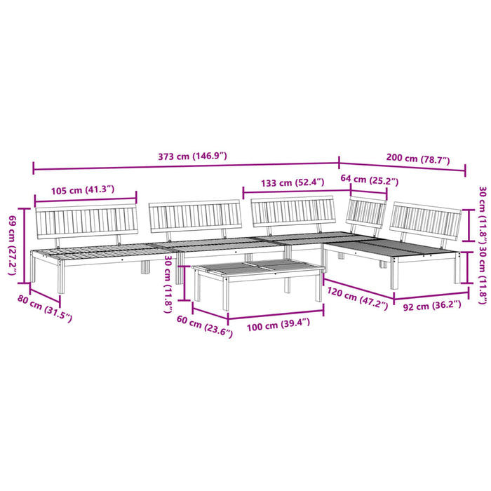 5 Piece Garden Pallet Sofa Set Solid Wood Acacia