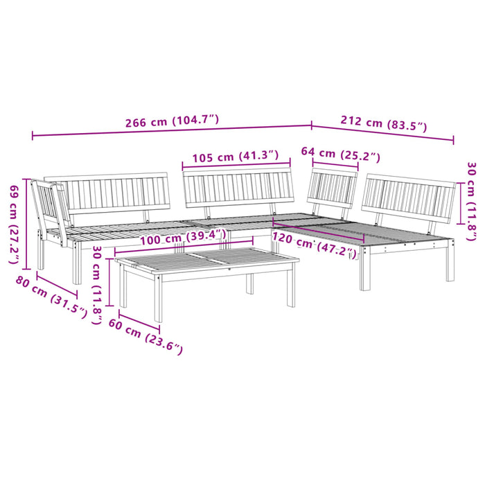 4 Piece Garden Pallet Sofa Set Solid Wood Acacia