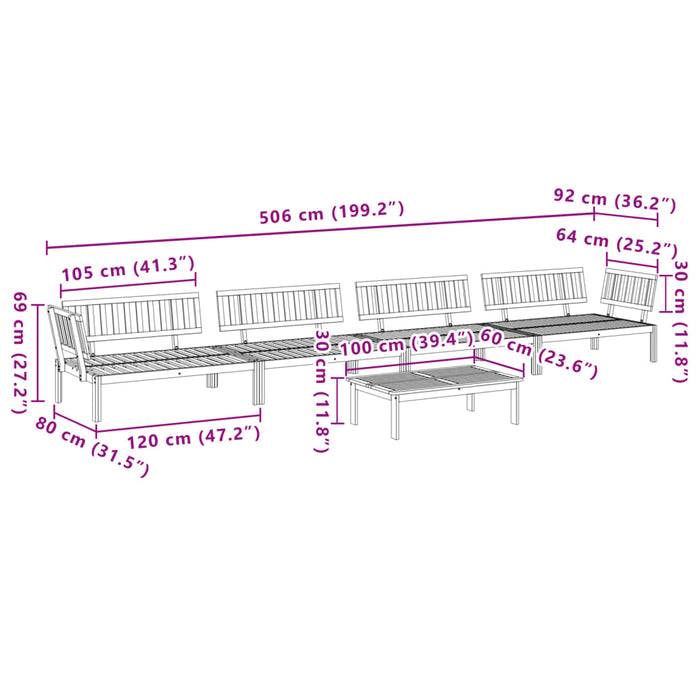 5 Piece Garden Pallet Sofa Set Solid Wood Acacia