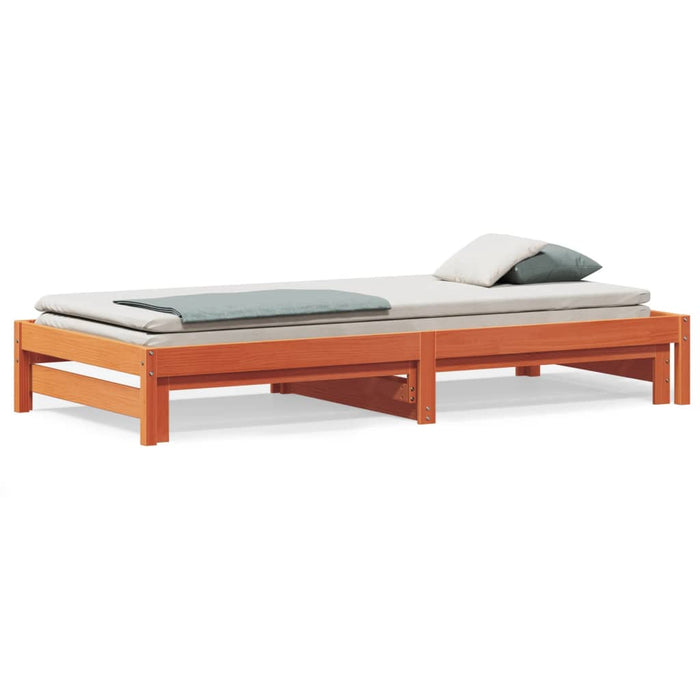 Day Bed with Trundle without Mattress Wax Brown 90x190 cm Single