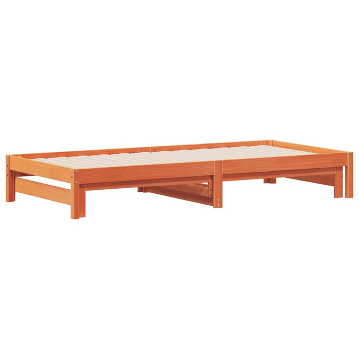 Day Bed with Trundle without Mattress Wax Brown 90x190 cm Single