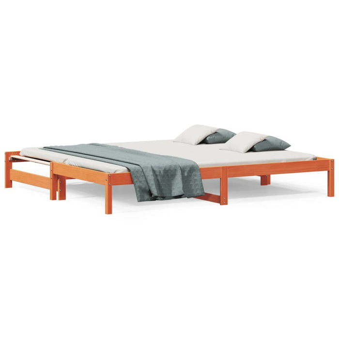 Day Bed with Trundle without Mattress Wax Brown 90x190 cm Single