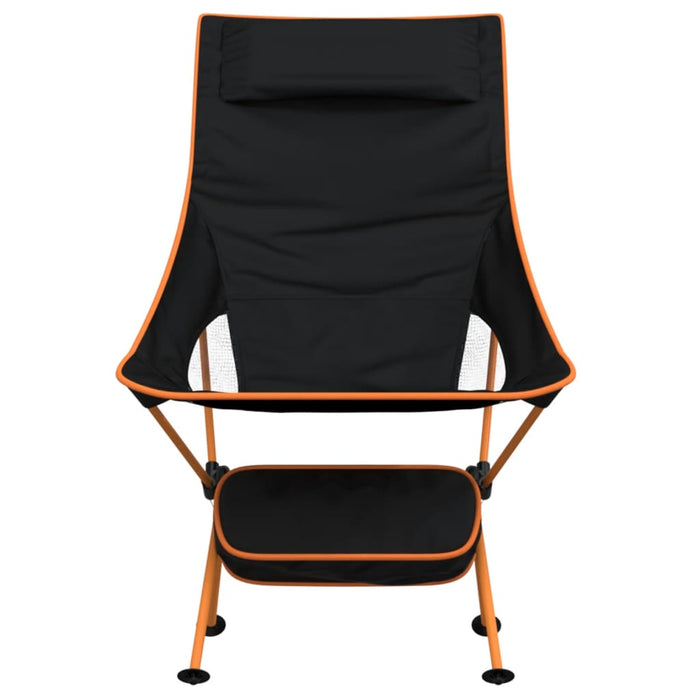 Foldable Camping Chairs 2 pcs Black Oxford Fabric and Aluminium