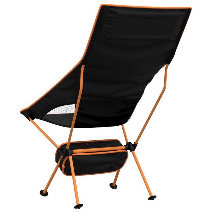 Foldable Camping Chairs 2 pcs Black Oxford Fabric and Aluminium