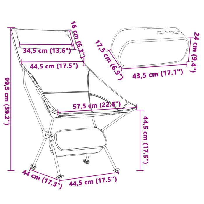 Foldable Camping Chairs 2 pcs Black Oxford Fabric and Aluminium