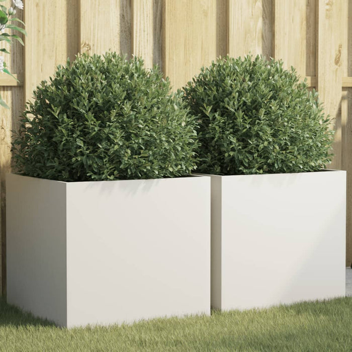 Planters 2 pcs White 49x47x46 cm Steel